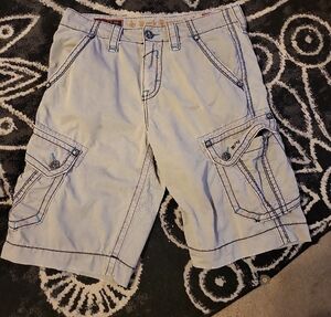 Rock Revival 31-23 Men's Cargo Shorts with Blue Stitching